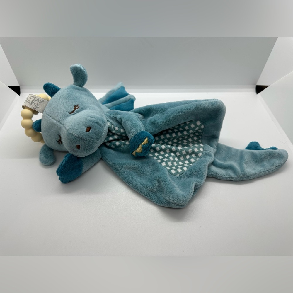 Douglas Baby Blue Dragon Lovey Teether 14" Security Blanket RARE